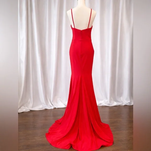 terani couture red mermaid gown crystal bust nwt size 4 prom - Picture 3 of 4